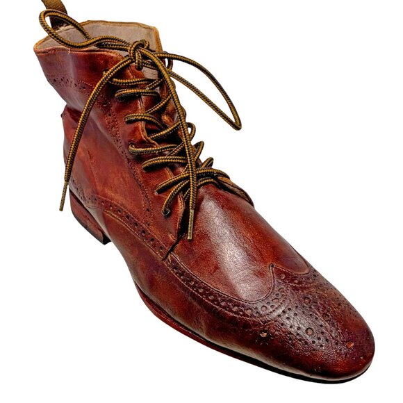 EDG by EDUARDO G Russet‎ Buttery Leather Wingtip Brogue Boots - Picture 1 of 11